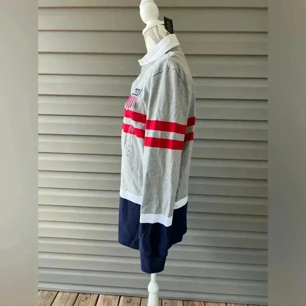 Polo Ralph Lauren Men's Grey Heather Crest Logo Classic Fit Rugby Long Sleeve S - Picture 2 of 10